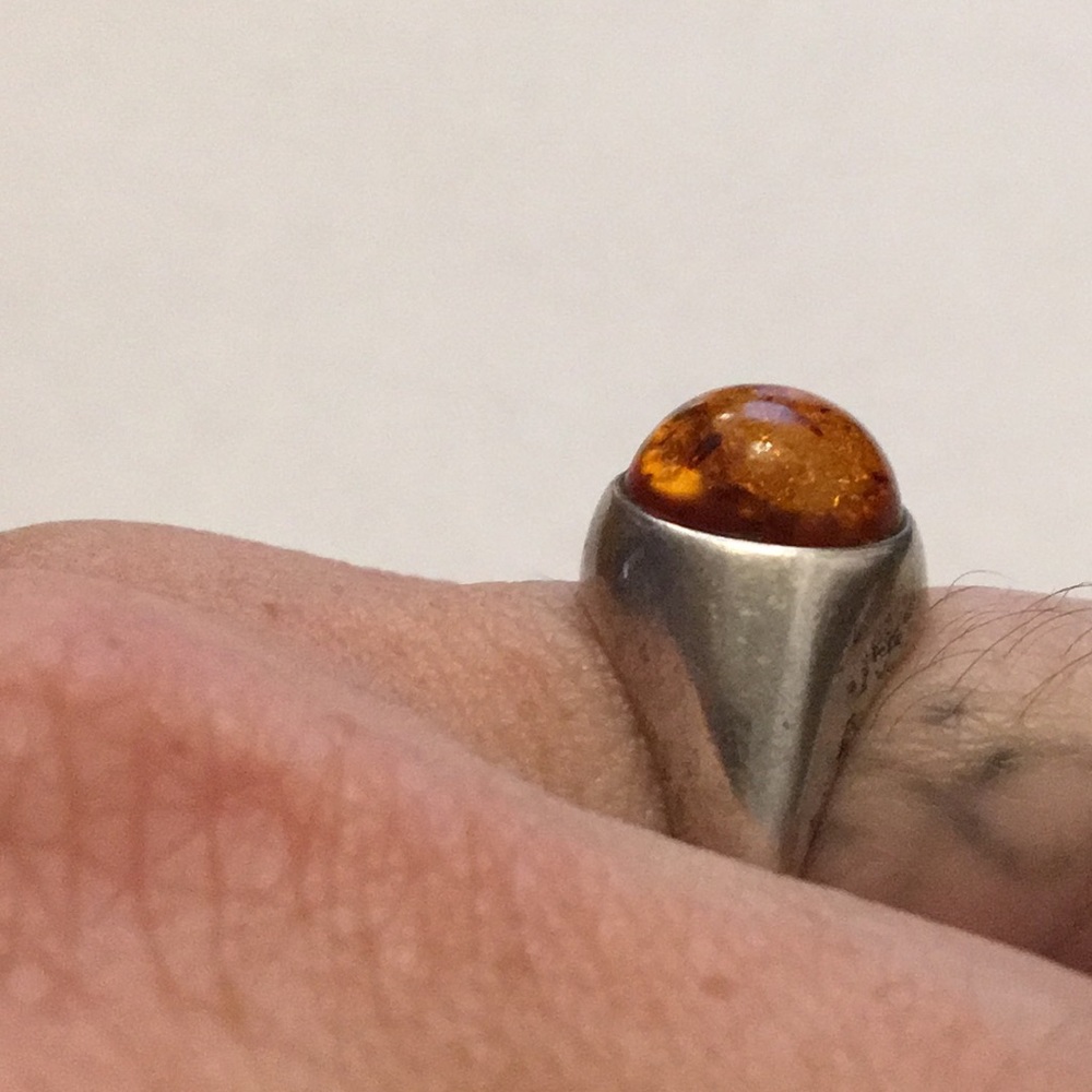 🍭SHELLY🍭Very old Artisan Amber ring in sterling silver (Size 5) - Picture 5 of 11
